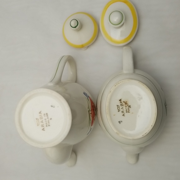 Vintage Arabia Finland Red Poppy Mini Tea and Coffee Pots - Picture 5 of 16